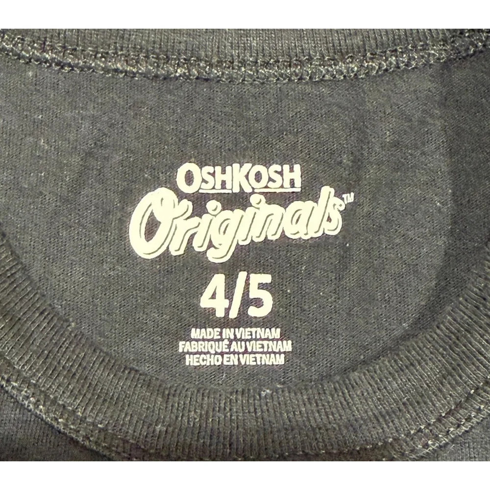Oshkosh Boys Black Long Slv Graphic Tee Heartbreaker Arcade Game Shirt Size 4/5‎
